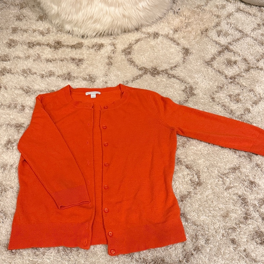 New York & Company Vibrant Orange Cardigan